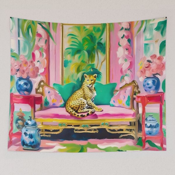 Item preview, Leopard in chinoiserie interior designed and sold by SophieClimaArt.