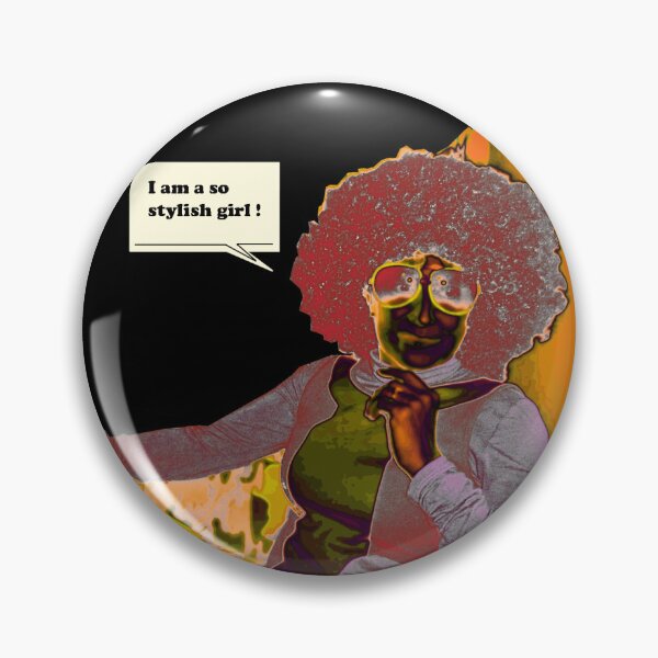 Item preview, Filtered photography portrait of woman Pop art Seventies afro wig designed and sold by Carré Comme Orange.