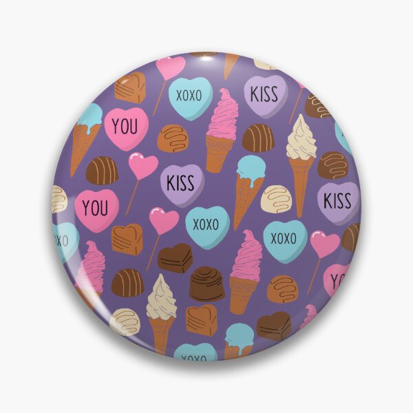Item preview, Cute Candy Hearts, Sweets, Chocolate and Ice Cream Pattern on Purple Background designed and sold by kapotka.