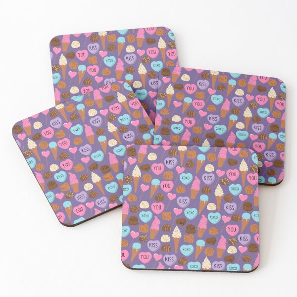 Item preview, Cute Candy Hearts, Sweets, Chocolate and Ice Cream Pattern on Purple Background designed and sold by kapotka.