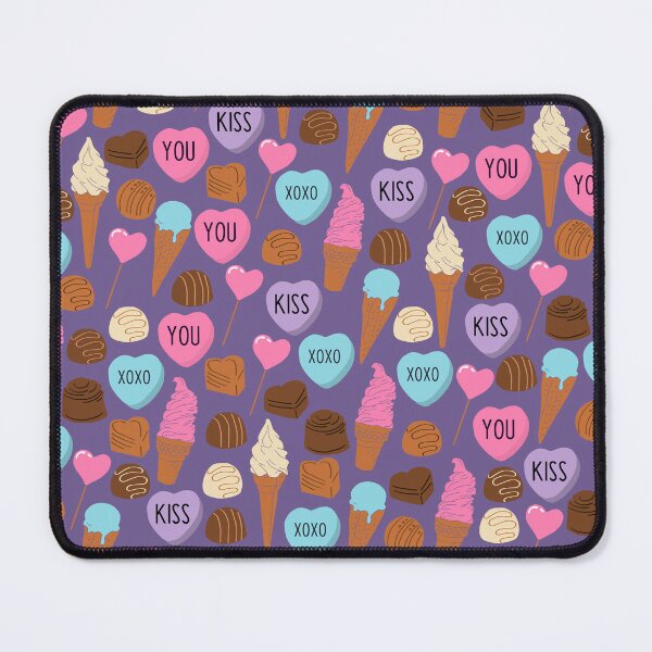Item preview, Cute Candy Hearts, Sweets, Chocolate and Ice Cream Pattern on Purple Background designed and sold by kapotka.