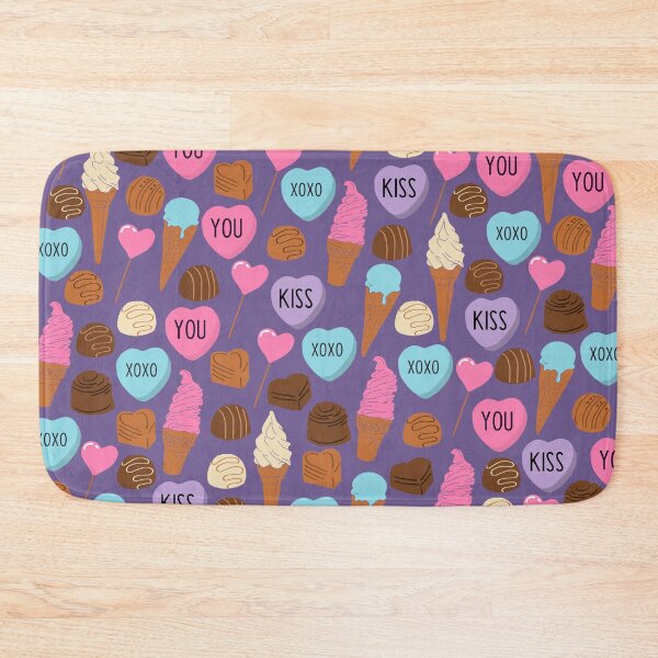 Item preview, Cute Candy Hearts, Sweets, Chocolate and Ice Cream Pattern on Purple Background designed and sold by kapotka.
