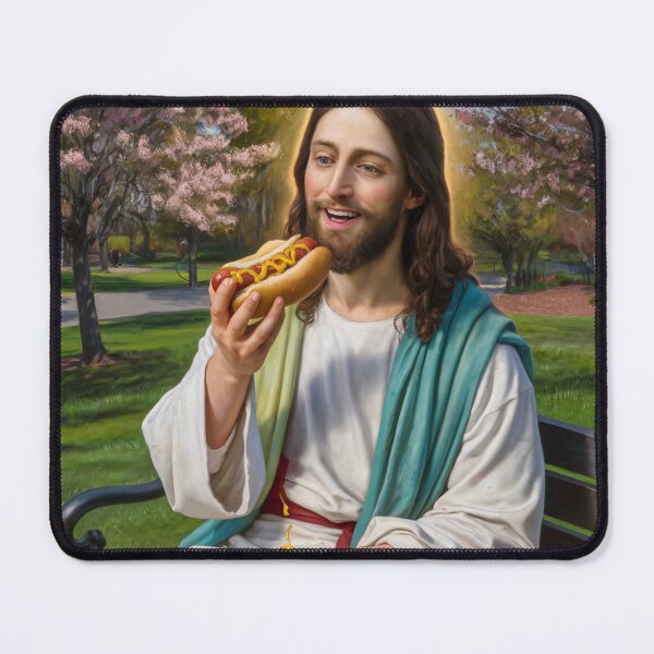 Item preview, Hot dog Jesus on a park bench  designed and sold by MHprinting.