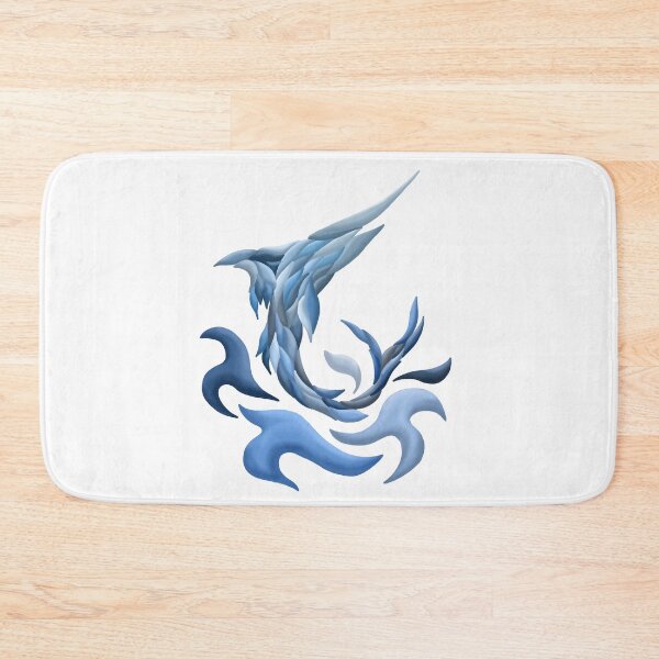 Item preview, blue swordfish abstract art designed and sold by octo-PS.