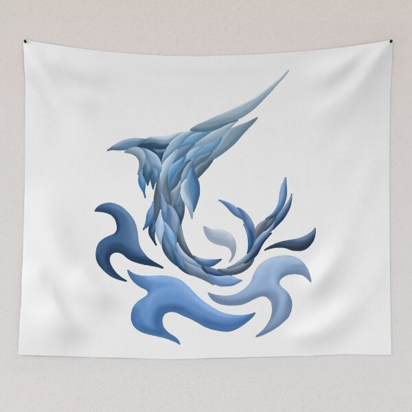 Item preview, blue swordfish abstract art designed and sold by octo-PS.