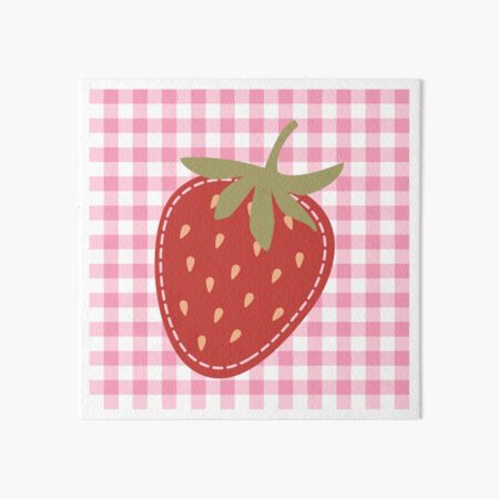 Vista previa del artículo con la obra «Linda Coqueta Fresa Sobre Fondo A Cuadros Rosa», diseñado y vendido por SereneSeasons.