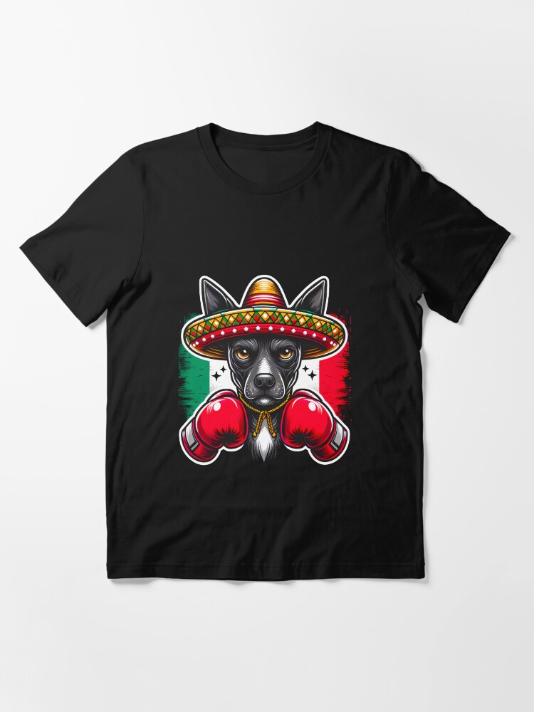 Imagen 3 de 7, Camiseta esencial con la obra Divertido Boxeo Papá Xolo Perro Boxer Deporte Idea de regalo del Día del Padre Mexicano, diseñada y vendida por JUSTBEELEGANT.