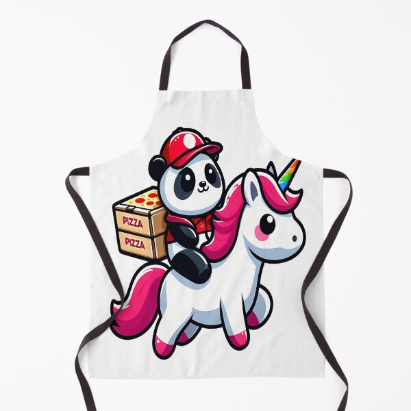 Item preview, Kawaii panda delivering pizza with unicorn designed and sold by Ella_Sketch.