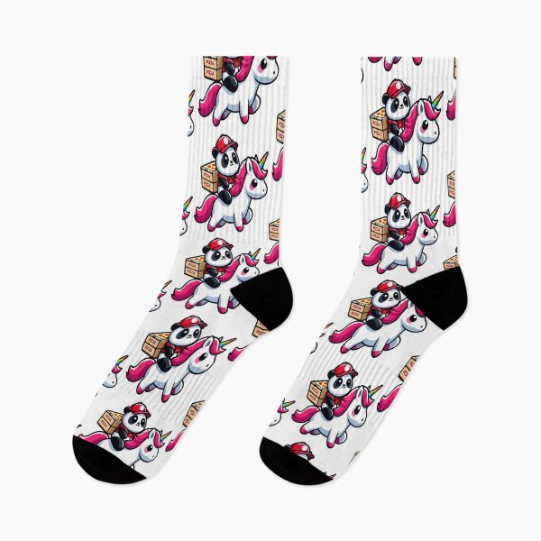 Item preview, Kawaii panda delivering pizza with unicorn  designed and sold by Ella_Sketch.