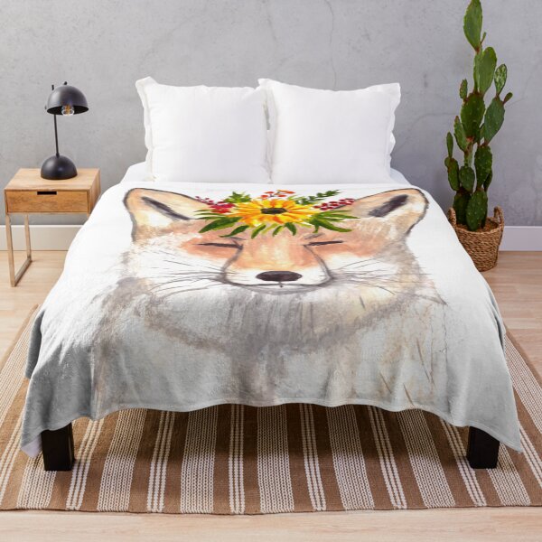 Item preview, Fox and flowers watercolor designed and sold by Monika Howarth.