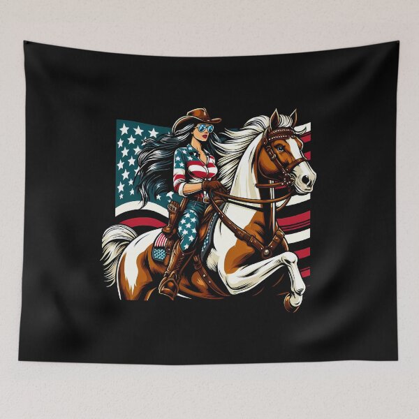 Item preview, 4th of July Patriotic American Horse Girl Horseback Ridding Women Girl Funny fourth of July Gift for Her designed and sold by JUSTBEELEGANT.