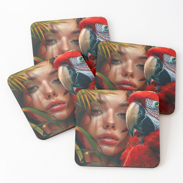 Item preview, Woman and Scarlet Macaw designed and sold by AxeWave.
