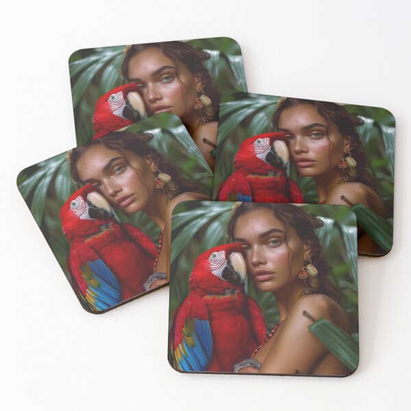 Item preview, Woman and Scarlet Macaw designed and sold by AxeWave.