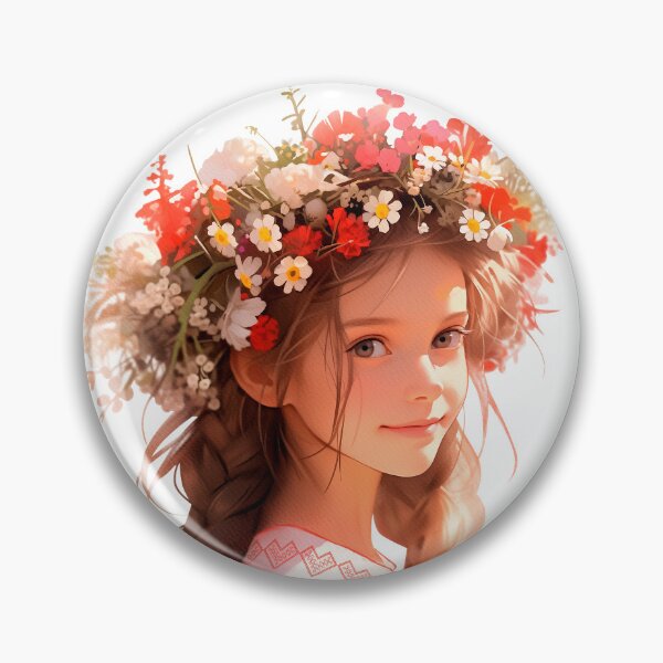 Item preview, Little Ukrainian Girl Portrait in floral wreath and traditional clothes Ukrainian Embroidery, Ukrainian Ornament designed and sold by DariyaDell.