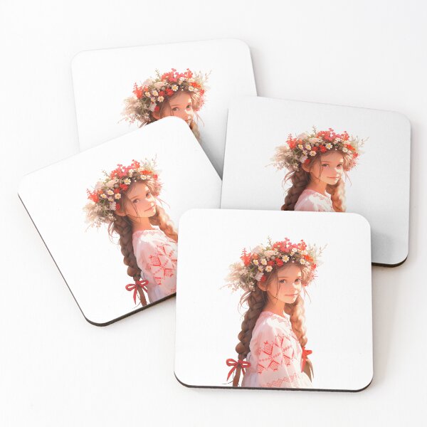 Item preview, Little Ukrainian Girl Portrait in floral wreath and traditional clothes Ukrainian Embroidery, Ukrainian Ornament designed and sold by DariyaDell.