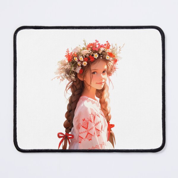 Item preview, Little Ukrainian Girl Portrait in floral wreath and traditional clothes Ukrainian Embroidery, Ukrainian Ornament designed and sold by DariyaDell.