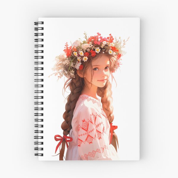 Item preview, Little Ukrainian Girl Portrait in floral wreath and traditional clothes Ukrainian Embroidery, Ukrainian Ornament designed and sold by DariyaDell.