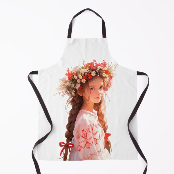 Item preview, Little Ukrainian Girl Portrait in floral wreath and traditional clothes Ukrainian Embroidery, Ukrainian Ornament designed and sold by DariyaDell.