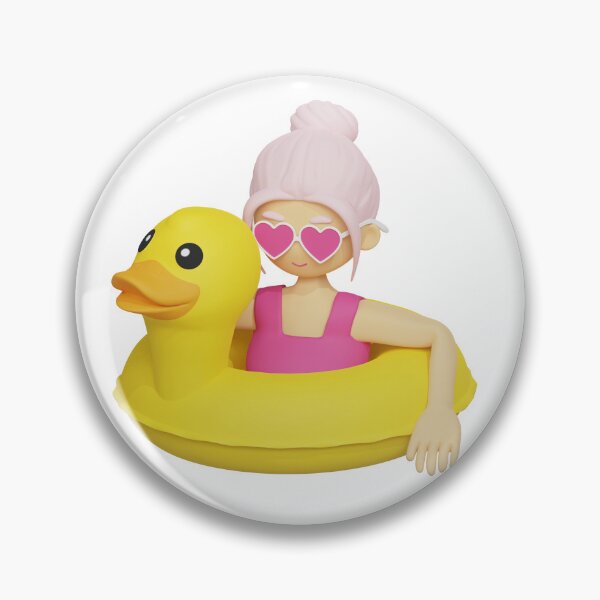 Item preview, Female Character in Heart Shaped Glasses Swimming on Inflatable Yellow Duck designed and sold by natalielaf.