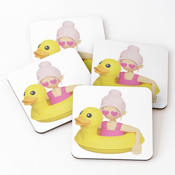 Item preview, Female Character in Heart Shaped Glasses Swimming on Inflatable Yellow Duck designed and sold by natalielaf.