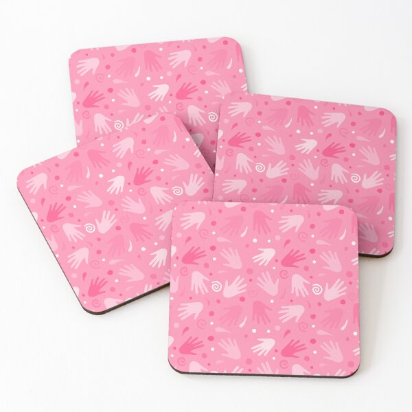 Item preview, Pink handprints seamless pattern illustrated digital art designed and sold by SpinklyCreations.