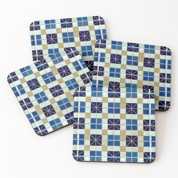 Item preview, Cerulean Crosshatch: A Mosaic of Sky and Gold designed and sold by Highlandkings.