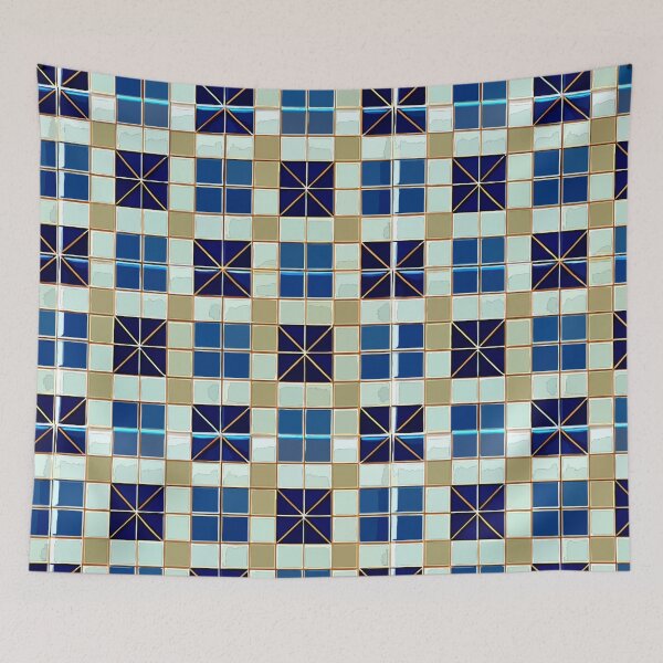 Item preview, Cerulean Crosshatch: A Mosaic of Sky and Gold designed and sold by Highlandkings.