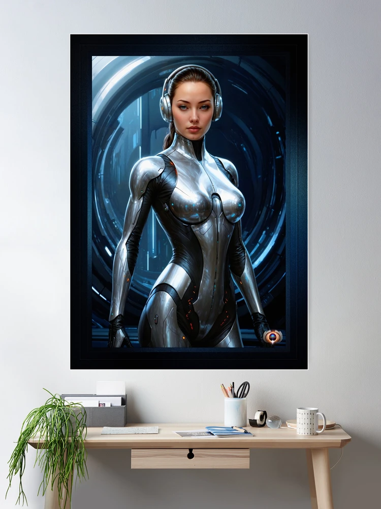 Intelligence Officer 1859137 Assigned To Delum Cruiser Beautiful AI Concept Art by Xzendor7 Room Decor Sci-Fi Portrait Poster Art Print