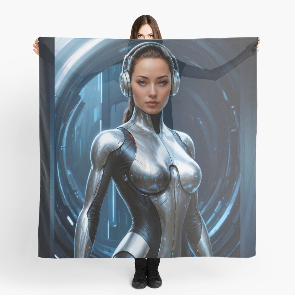 Intelligence Officer 1859137 Assigned To Delum Cruiser Beautiful AI Concept Art by Xzendor7 Decorative Sci-Fi Portrait Woman's Scarf