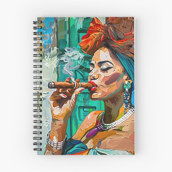 Item preview, Cuban Cigar Expressive Elegance - Cuban Woman with Headwrap and Jewelry in Lively Mural designed and sold by OlfactoART Studio.