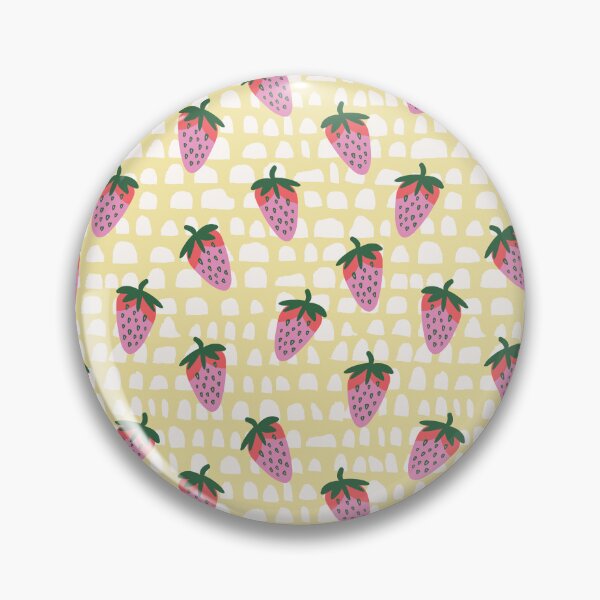 Item preview, Strawberry Yellow and Pink Geometric Fruit Cobalt Blue Half Circle Stripe Kitsch designed and sold by AsterSprig.