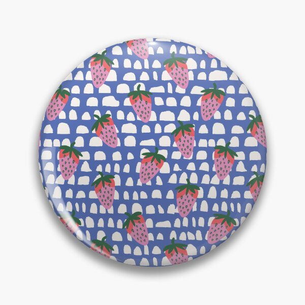 Artikelvorschau, Erdbeere Indigo Blau und Rosa Geometrische Frucht Kobaltblau Halbkreis Streifen Kitsch entworfen und verkauft von AsterSprig.