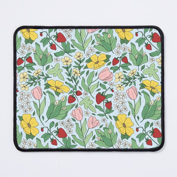 Item preview, Flowers & Strawberries- Pastel Blue designed and sold by sustainablyjill.