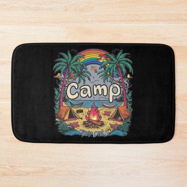 Item preview, A colorful campsite with a bonfire and a tent designed and sold by desinganddecor.