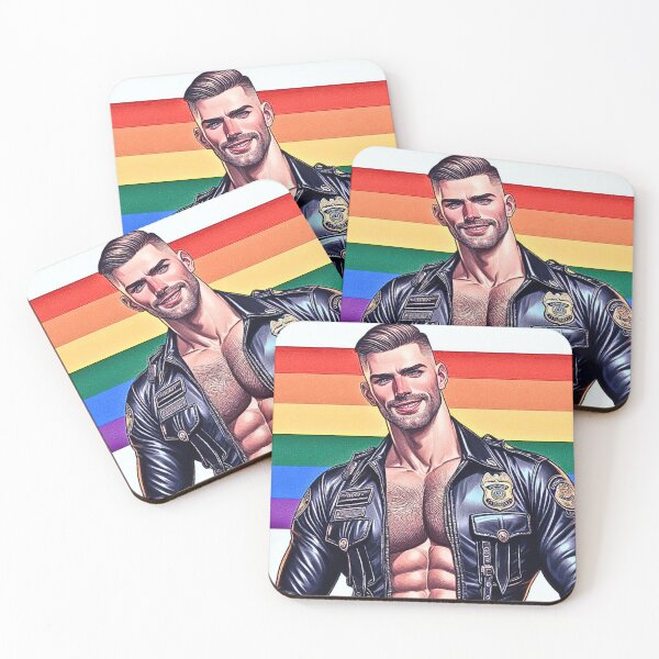 Item preview, LGBTQ Gay Pride Leather Stud Cop Graphic Design designed and sold by ItsAKinkThing.