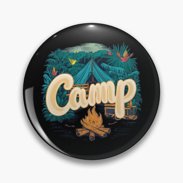 Item preview, A colorful campsite with a bonfire and a tent designed and sold by desinganddecor.