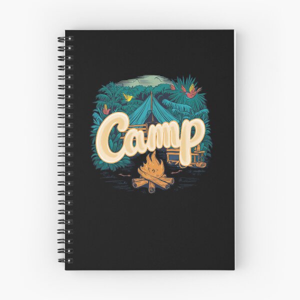 Item preview, A colorful campsite with a bonfire and a tent designed and sold by desinganddecor.