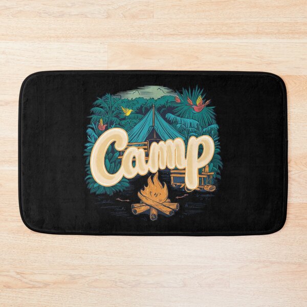 Item preview, A colorful campsite with a bonfire and a tent designed and sold by desinganddecor.