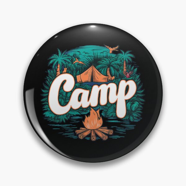 Item preview, A colorful campsite with a bonfire and a tent designed and sold by desinganddecor.