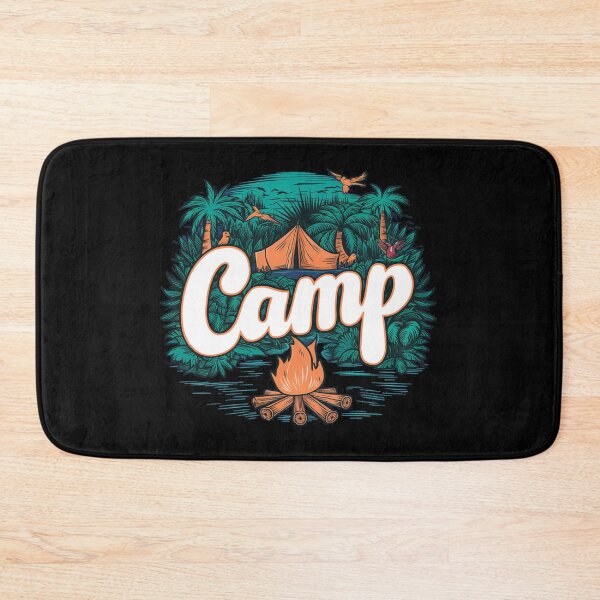 Item preview, A colorful campsite with a bonfire and a tent designed and sold by desinganddecor.
