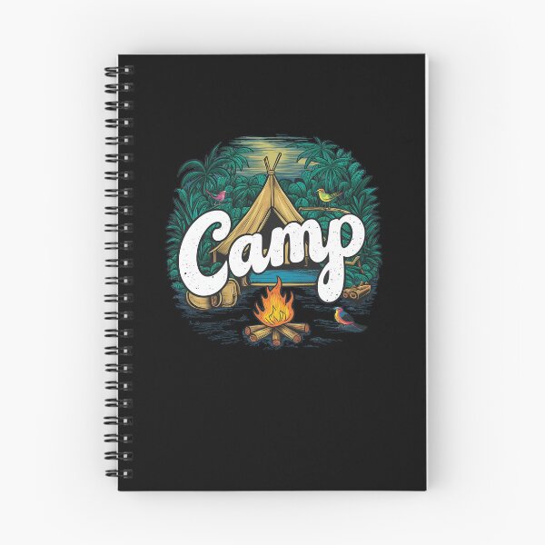 Item preview, A colorful campsite with a bonfire and a tent designed and sold by desinganddecor.