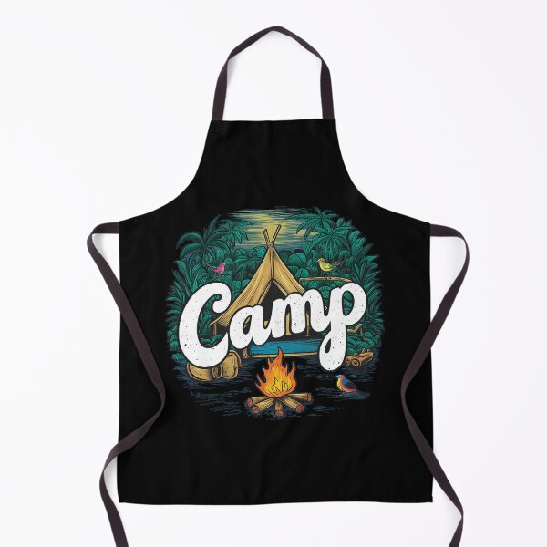 Item preview, A colorful campsite with a bonfire and a tent designed and sold by desinganddecor.