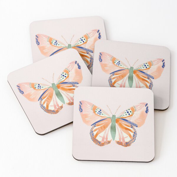 Item preview, Orange butterfly watercolor peach fuzz designed and sold by Gourmet Neko Art | .