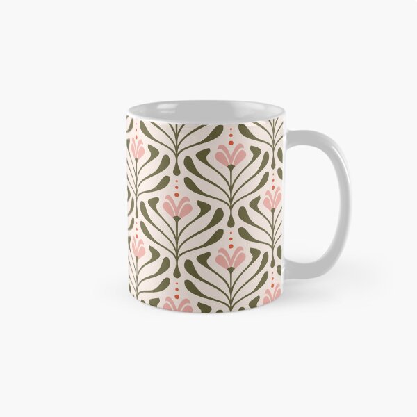 Item preview, KF 0245 D - Vintage Retro 70s Floral Pattern in Green Pink designed and sold by KhakiFinch.