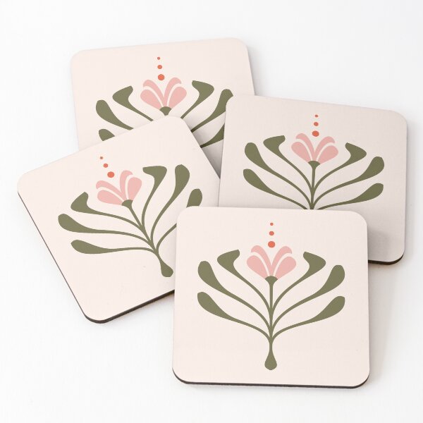 Item preview, KF 0245 D - Vintage Retro 70s Floral Pattern in Green Pink designed and sold by KhakiFinch.