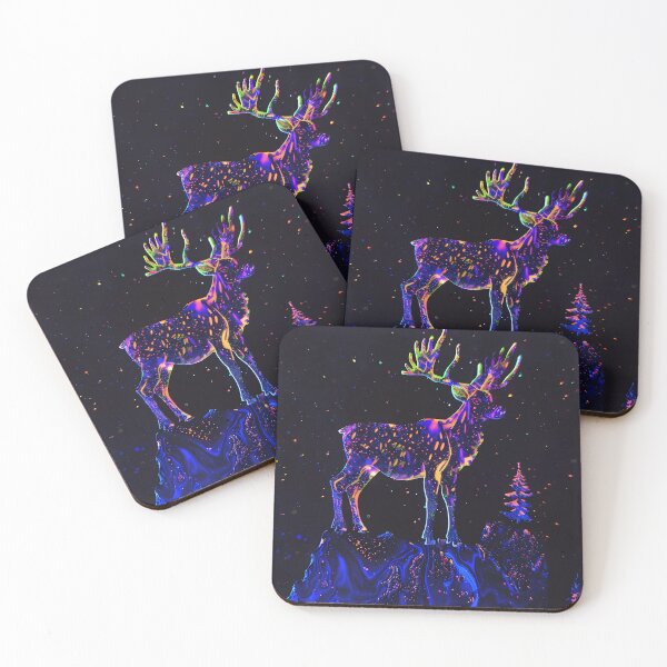 Item preview, “Celestial Radiance: Majestic Deer under the Neon Constellation” designed and sold by Art-Vortex-fr.