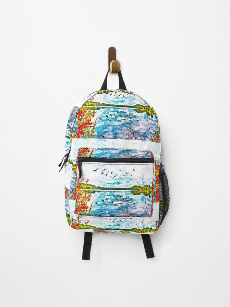 Thumbnail 1 of 3, Backpack, Pond Reflection designed and sold by danieljanda.