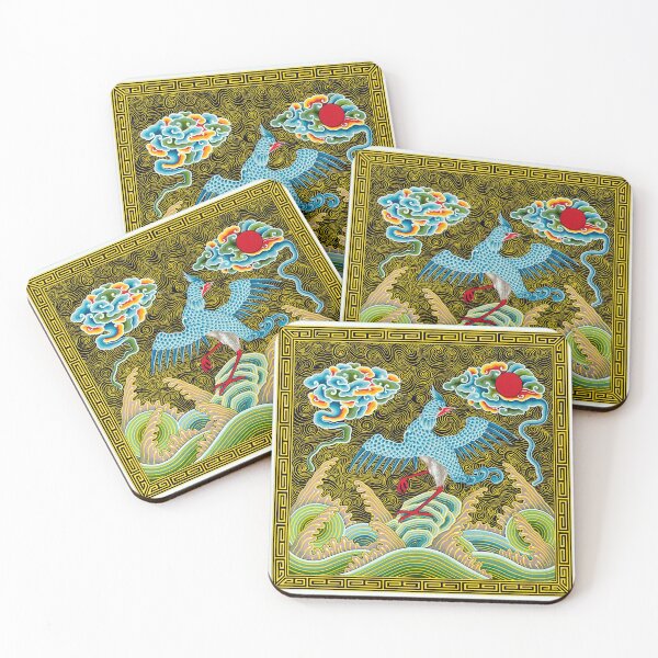 Item preview, Blue Bird Colorful Clouds Sun Chinese Ornamental Design 1800s designed and sold by RocketshipRetro.