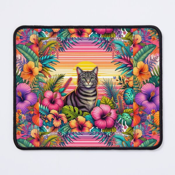 Item preview, Triptych Inspired Tabby Cat Summer Floral Pattern designed and sold by CritterManiaUK.