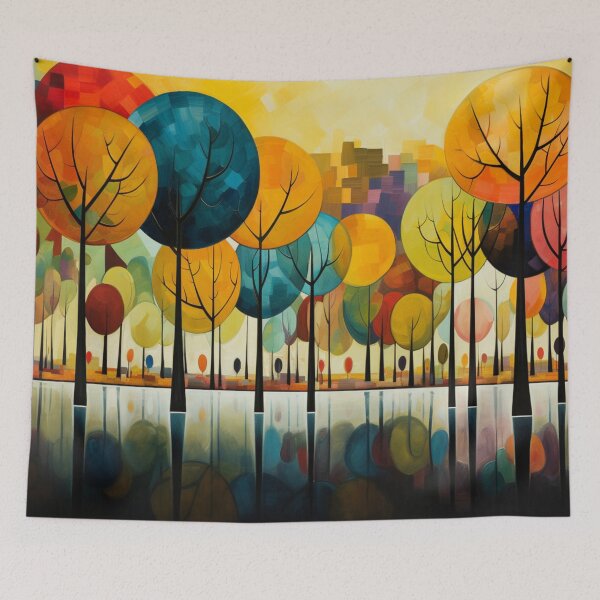 Item preview, A Row of Colourful Trees Next to Water designed and sold by whitecat23.